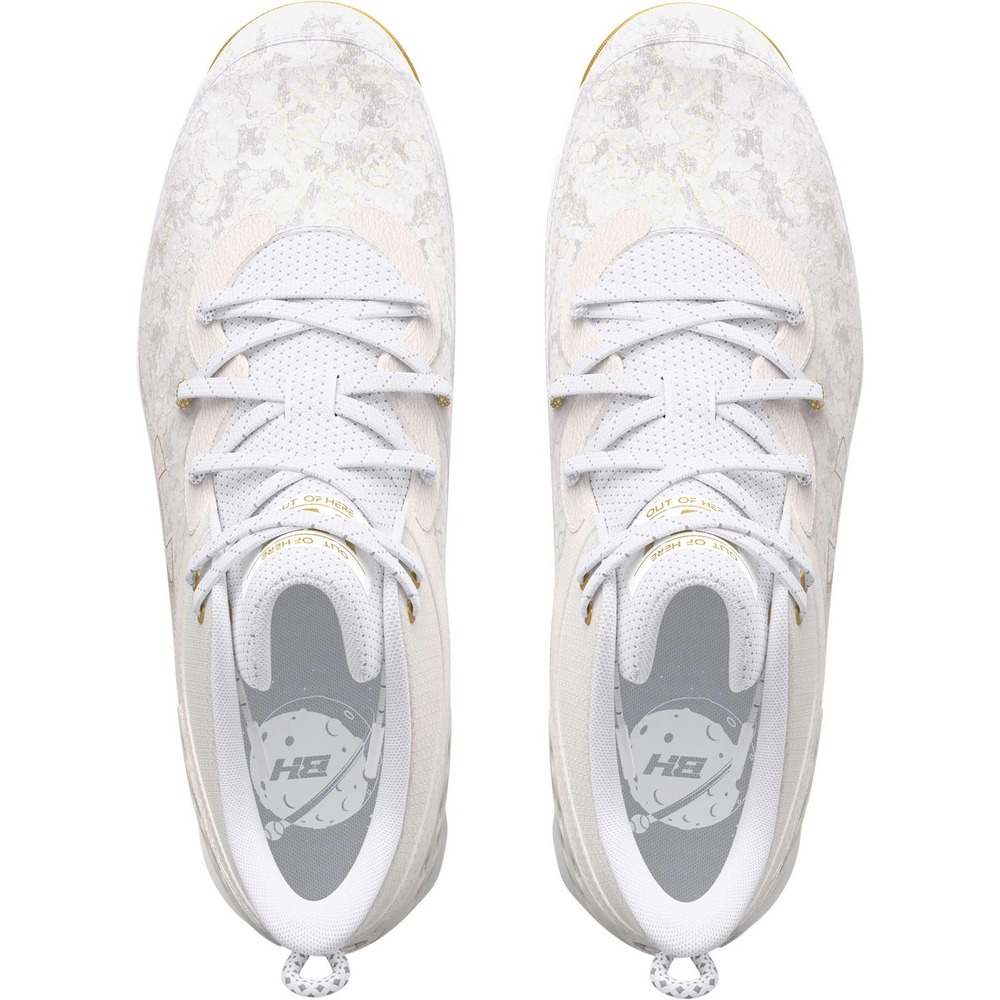 Under Armour Men's Harper 8 Mid RM Baseball Cleats - White/White/Gold, US 7 - Picture 4 of 7